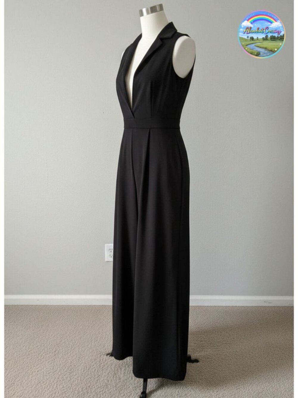Women's Sleeveless Mock Neck Wide Leg Jumpsuit with Zipper Front - Elegant
